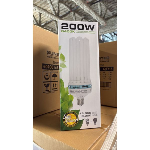 SUNBLASTER 200W 6400K 13,650 LUMENS 8000 HOUR LIFE PROPAGATION/GROW LIGHT - 6 PER BOX