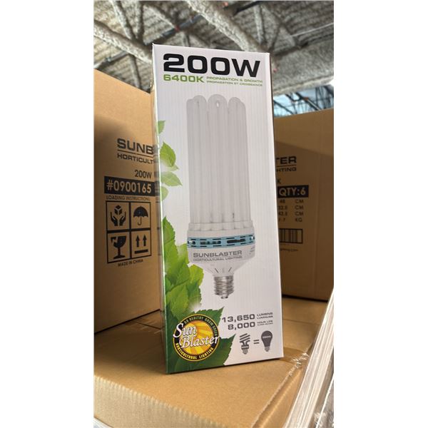 SUNBLASTER 200W 6400K 13,650 LUMENS 8000 HOUR LIFE PROPAGATION/GROW LIGHT - 6 PER BOX