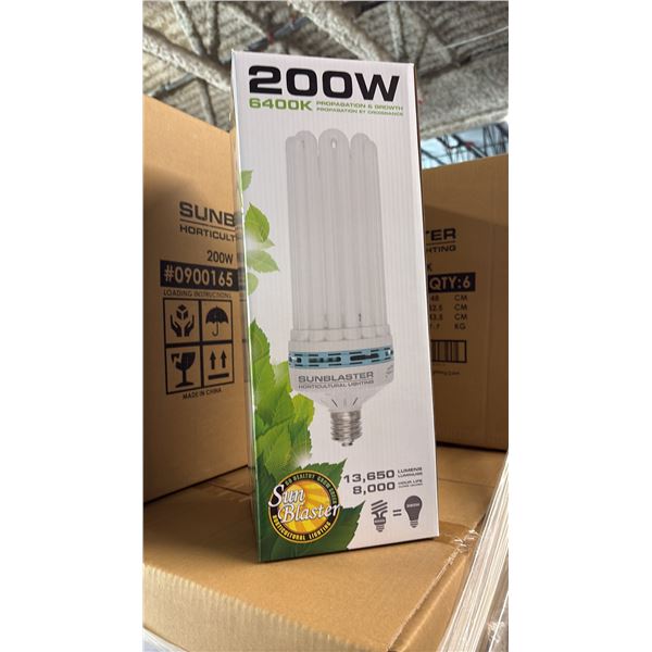 SUNBLASTER 200W 6400K 13,650 LUMENS 8000 HOUR LIFE PROPAGATION/GROW LIGHT - 6 PER BOX