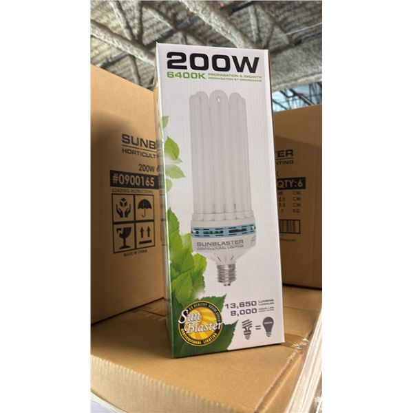 SUNBLASTER 200W 6400K 13,650 LUMENS 8000 HOUR LIFE PROPAGATION/GROW LIGHT - 6 PER BOX