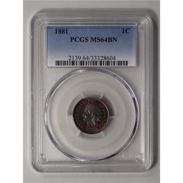 1881 Indian Cent Type 3 PCGS MS64BN