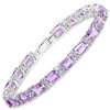 Image 1 : Plated Rhodium 19.19ctw Amethyst and Tanzanite Bracelet