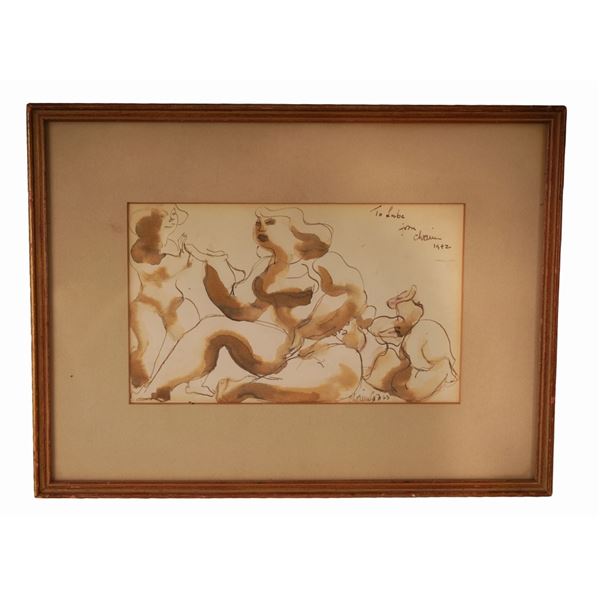 Chaim Gross - Watercolor Figural Drawing