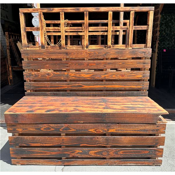 Wooden Bench w/ High Back 53" x 20" x 55.5"H