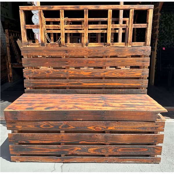 Wooden Bench w/ High Back 53" x 20" x 55.5"H