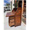 Image 5 : Wooden Drop Leaf Secretary Desk w/ Carved Grape Motif & 4 Drawers 36" x 16" x 42"H