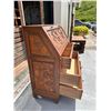 Image 6 : Wooden Drop Leaf Secretary Desk w/ Carved Grape Motif & 4 Drawers 36" x 16" x 42"H
