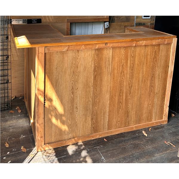 Wooden Reception Desk 79" x 47" x 49"H w/ Multiple Menu Covers
