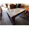 Image 5 : Wooden Farm Table w/ Clear Top 77" x 40" x 30"H
