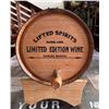 Image 1 : Wooden Wine Barrel on Stand "Lifted Spirits Kailua" w/ Metal Bands 10.5" Dia, 13.5" L