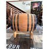 Image 2 : Wooden Wine Barrel on Stand "Lifted Spirits Kailua" w/ Metal Bands 10.5" Dia, 13.5" L