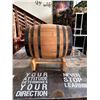 Image 4 : Wooden Wine Barrel on Stand "Lifted Spirits Kailua" w/ Metal Bands 10.5" Dia, 13.5" L