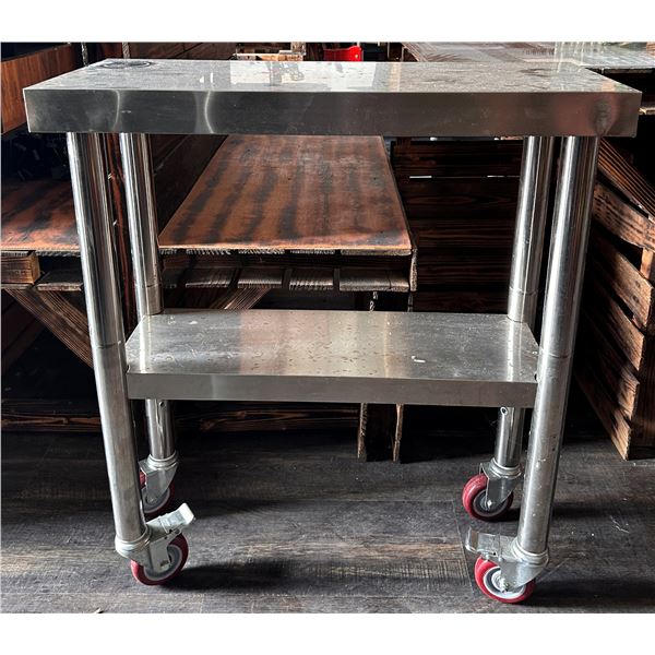 Rolling Metal Kitchen Work Table w/ Undershelf 30" x 12" x 34"H