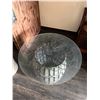 Image 3 : Metal Barrel-Shaped Table w/ Clear Round Top & Wire Sculpture 34" Dia, 28"H