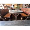 Image 22 : Qty 4 Wooden Tables 53.5" x 39.5" x 33"H w/ Bench Seating