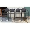 Image 1 : Qty 4 Metal Bar-Height Chairs w/ Woven Backs & Seats 22" x 17" x 45"H