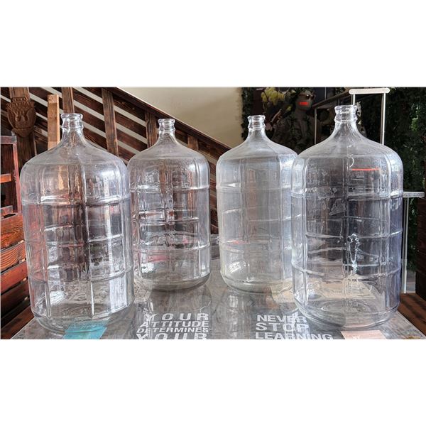 Qty 4 Glass Carboy Bottles 10" Dia, 20"H