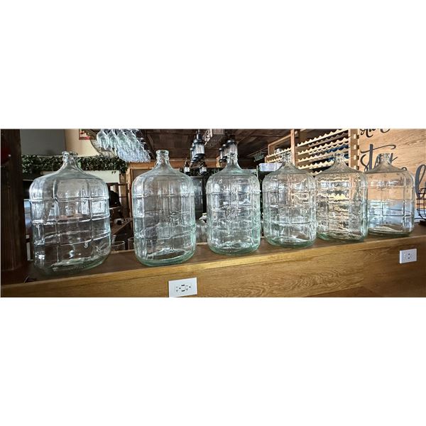 Qty 6 Glass Carboy Bottles 10" Dia, 20"H