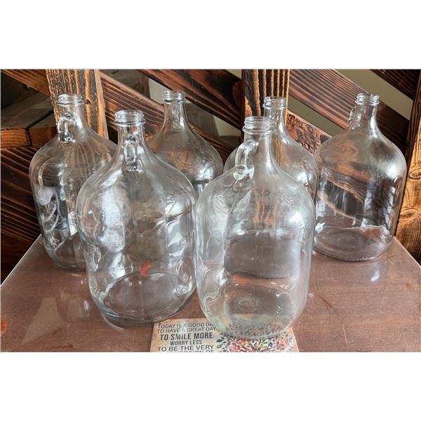 Qty 6 Glass Carboy Bottles 5.5" Dia, 11.5"H