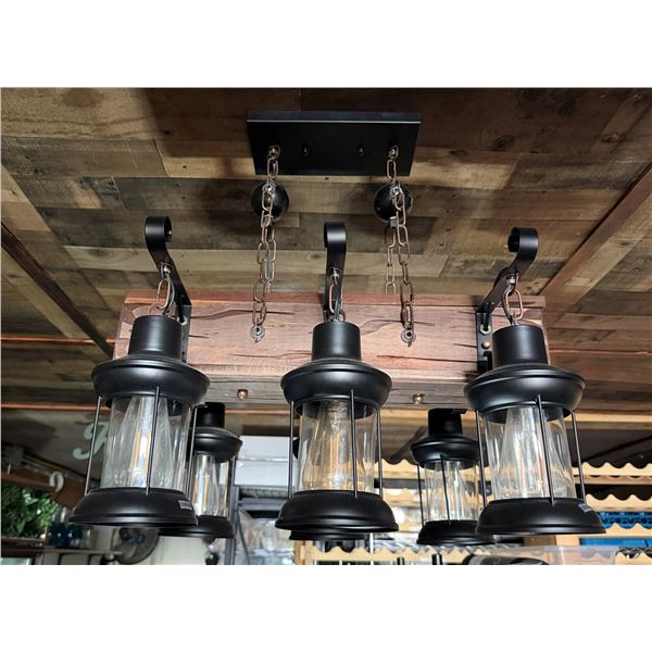 Qty 6-Light Farmhouse Lantern-Style Chandelier Lights 17" x 12"H