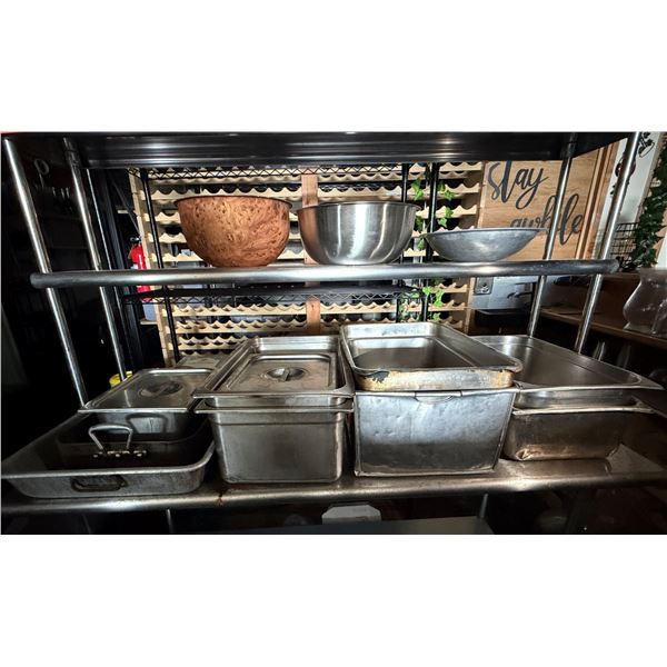 Contents of Shelf: Metal Food Storage Containers w/ Some Lids, Mixing Bowls, etc Misc Sizes (shelf n