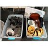 Image 1 : Qty 2 Bins Multiple Ramekins, Lacquer Trays, Metal Parts, etc Misc Sizes