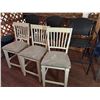 Image 1 : Qty 6 Chairs: 3 White Wooden & 3 Woven, Misc Sizes