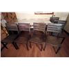 Image 1 : Rectangular Table 74" x 40" x 30" & 6 Wooden Chairs w/ Slatted Backs & Seats 17" x 17" x 34.5"H