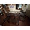 Image 2 : Rectangular Table 74" x 40" x 30" & 6 Wooden Chairs w/ Slatted Backs & Seats 17" x 17" x 34.5"H