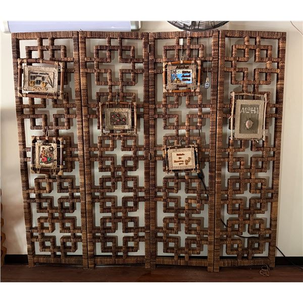 Woven 4-Panel Screen w/ Misc Artwork 96" x 87"