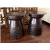 Image 1 : Qty 2 Round Wooden Drum Side Tables 20" Dia, 24"H