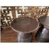 Image 4 : Qty 2 Round Wooden Drum Side Tables 20" Dia, 24"H