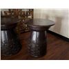 Image 6 : Qty 2 Round Wooden Drum Side Tables 20" Dia, 24"H