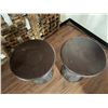 Image 7 : Qty 2 Round Wooden Drum Side Tables 20" Dia, 24"H