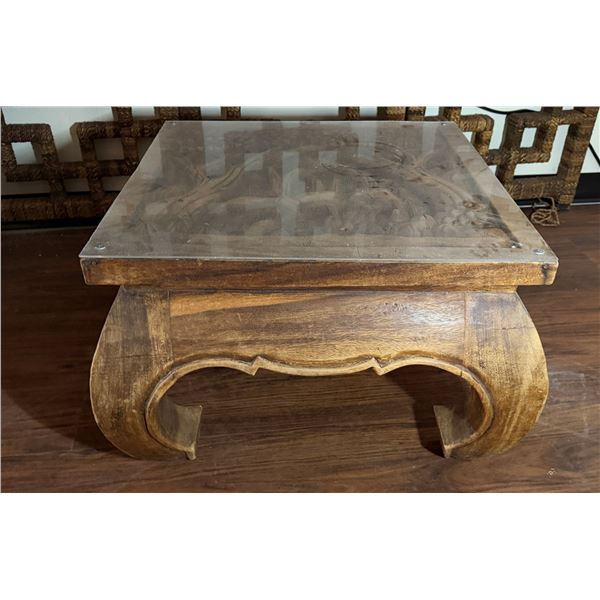 Square Coffee Table w/ Carved Legs & Top  24" x 24" x 17"H
