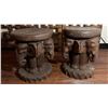 Image 1 : Qty 2 Carved Wooden Elephant Motif Tables 13" Dia, 17"H