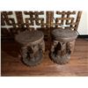 Image 2 : Qty 2 Carved Wooden Elephant Motif Tables 13" Dia, 17"H
