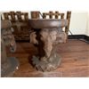 Image 4 : Qty 2 Carved Wooden Elephant Motif Tables 13" Dia, 17"H