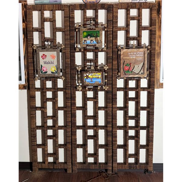 Woven 3-Panel Screen w/ Misc Artwork 55" x 76"