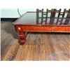 Image 3 : Carved Wooden Coffee Table w/ Clear Top & Curved Legs 48" x 32" x 12"