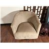 Image 2 : Qty 2 Plush Chairs & Round Wooden Table, Misc Sizes
