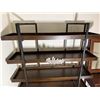 Image 8 : Wooden 5-Tier Shelving Unit, Table w/ Drawer (cracked) & Framed Wall Mirror, Misc Sizes