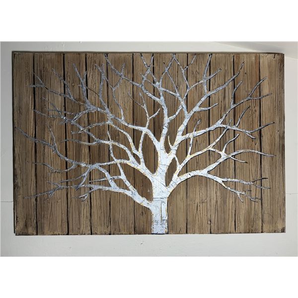 Wooden Wall Hanging w/ Tree of Life Motif 47" x 31"