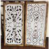 Image 1 : Qty 2 Framed Floral Cut-Out Design Panels 18" x 38"