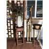 Image 1 : Qty 2 Plant Stands, Artificial Potted Plant, Bowl & Giraffe Statue, Misc Sizes