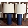 Image 1 : Qty 2 Table Lamps w/ Blue Bases & Shades 13" Dia, 26.5"H