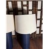 Image 3 : Qty 2 Table Lamps w/ Blue Bases & Shades 13" Dia, 26.5"H