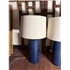 Image 4 : Qty 2 Table Lamps w/ Blue Bases & Shades 13" Dia, 26.5"H