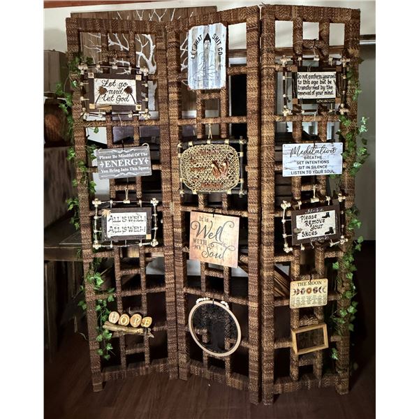 Woven 3-Panel Screen w/ Misc Artwork 60" x 76"