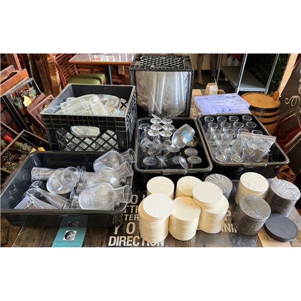 Multiple Carafes, Glassware, Plastic Glasses, Trays, etc Misc Sizes